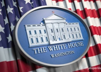 The White House Washington sign on flag of United States USA. 3d illustration