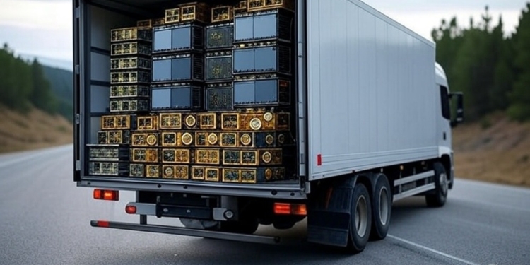Un camión de minería de Bitcoin se conecta de manera clandestina a la red eléctrica de un pueblo ruso