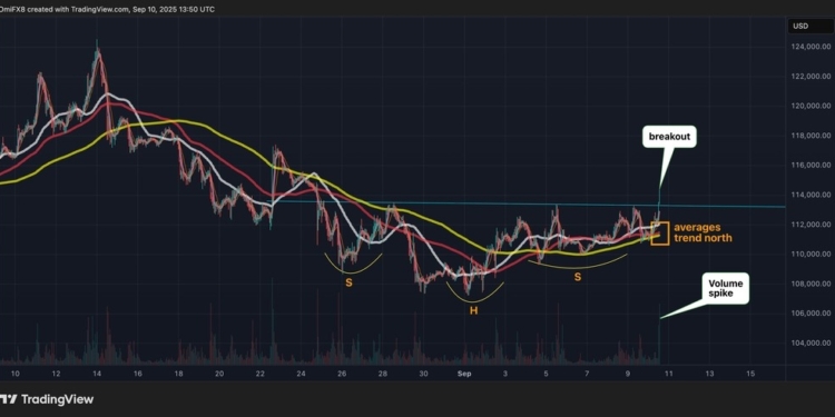 Bitcoin despierta con un prometedor patrón alcista de hombro-cabeza-hombro: ¿cuál será el próximo movimiento? 1 Bitcoin despierta con un prometedor patrón alcista de hombro-cabeza-hombro: ¿cuál será el próximo movimiento?