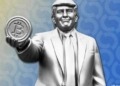 El misterioso destino de la polémica estatua dorada de Trump con un Bitcoin en Washington DC