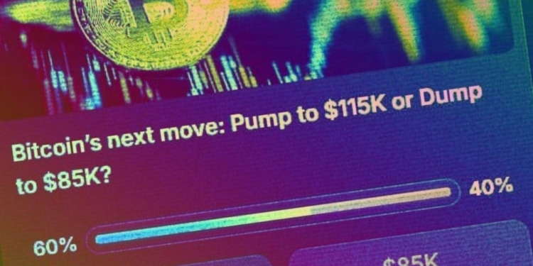 Apostadores pronostican una caída de Bitcoin hacia los 80,000 USD antes que una escalada por encima de los 115,000 USD