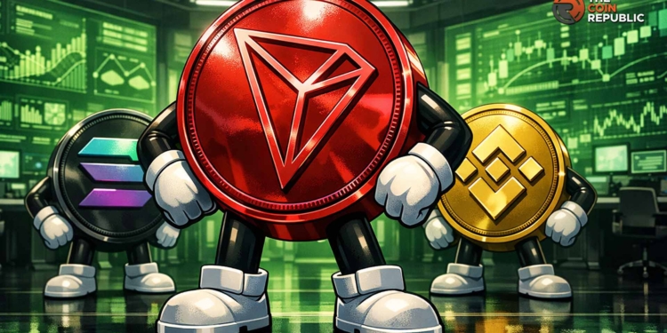 Tron supera a Solana y BNB en la carrera por convertirse en la red DeFi más lucrativa.