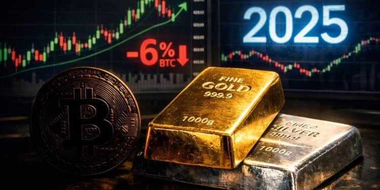 El oro y la plata triunfan en 2025 mientras el Bitcoin se desvanece a pesar de sus nuevos máximos históricos.