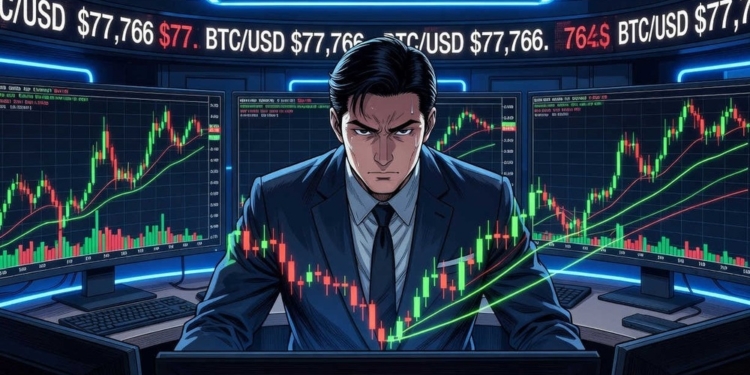 Bitcoin se aferra a los 77.766 dólares, desafiando los límites de la semana.