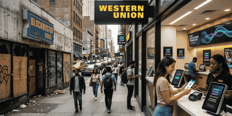 Solana evita que Western Union siga el camino de Blockbuster hacia la obsolescencia.