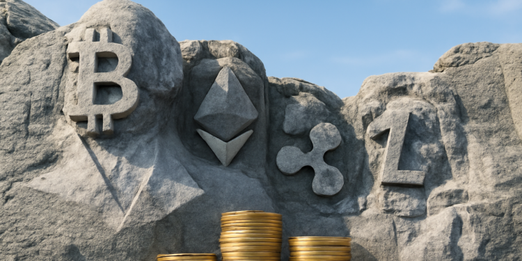 Las cuatro criptomonedas que han alcanzado la cima y se comparan con el Monte Rushmore.