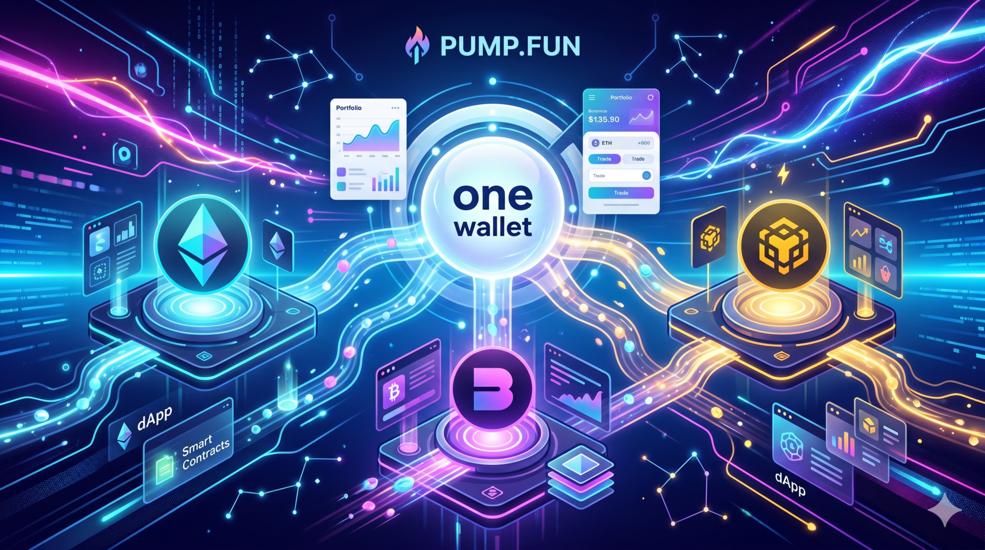 Pump.fun revoluciona el comercio multicanal: gestiona ethereum, Base y BNB Chain desde un único monedero sin complicaciones.