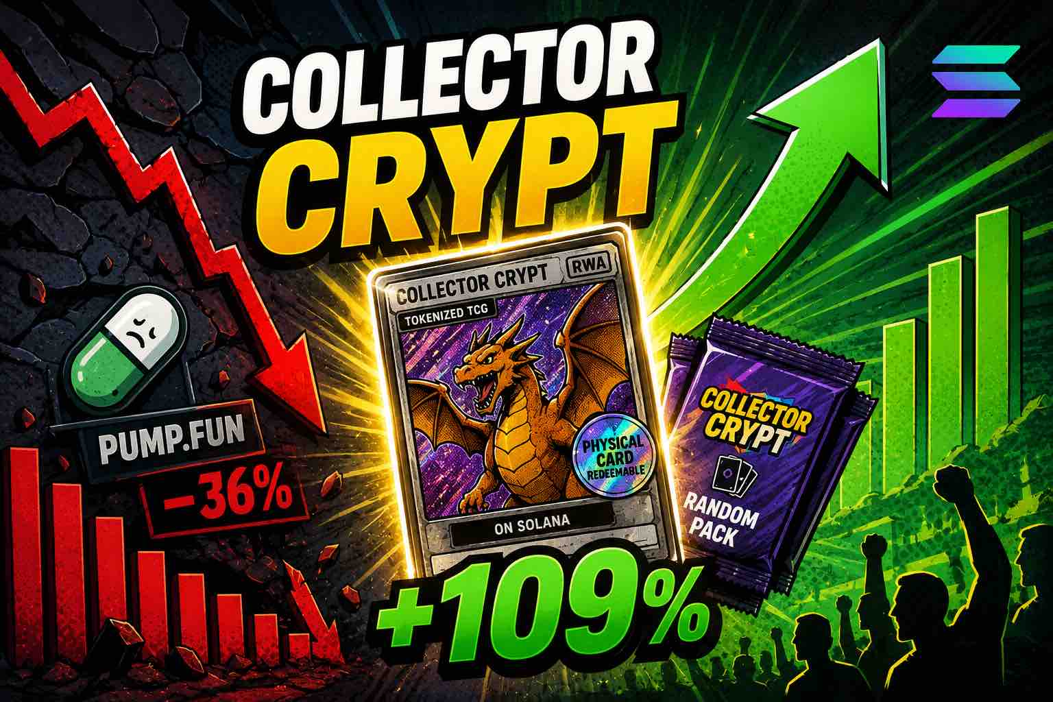 Collector Crypt se dispara en Solana mientras Pump.fun se estanca. 1 Collector Crypt se dispara en Solana mientras Pump.fun se estanca.