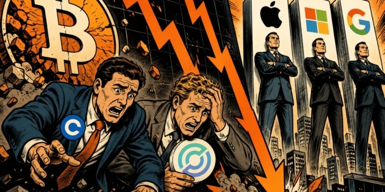 El desplome de Bitcoin arrastra a Coinbase y Circle, que caen el doble que las gigantes tecnológicas.
