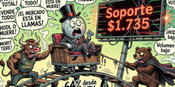 Ethereum se aferra a los 1.740 dólares mientras el volumen de operaciones se desvanece.