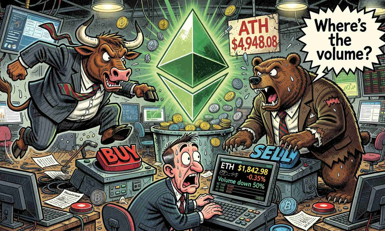 Ethereum se mantiene por debajo de los USD $1.850: ¿se avecina una ruptura tras la caída del volumen? 1 Ethereum se mantiene por debajo de los USD $1.850: ¿se avecina una ruptura tras la caída del volumen?