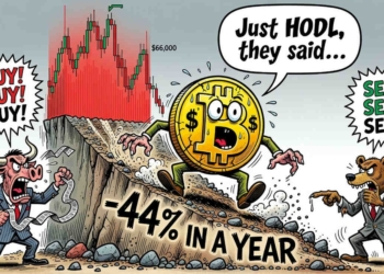 El Bitcoin lucha por mantenerse en 66.000 dólares mientras los inversores enfrentan un asombroso desplome anual del 44%