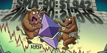 Ethereum se afianza en los 1.937 dólares mientras intenta romper la barrera de resistencia de 90 días este 22 de julio.