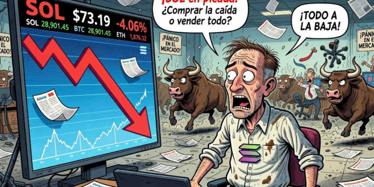 Solana se desploma un 4% y enfrenta un crítico soporte de $73 este 28 de julio