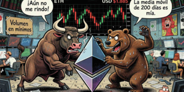 Ethereum se desploma ligeramente y lucha por mantener los 1.885 dólares en un mercado sin impulso.