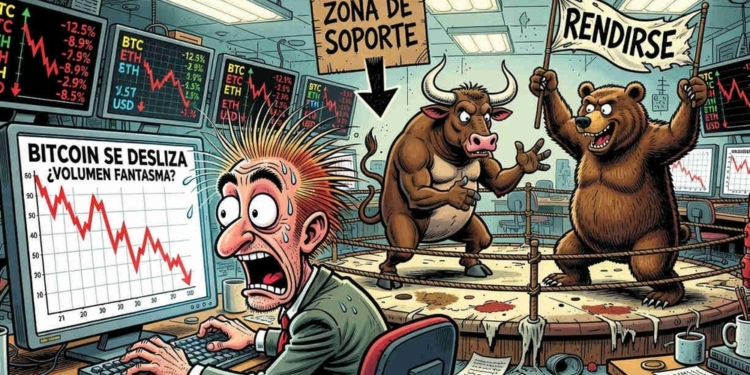 Bitcoin se desploma hacia un punto crítico tras romper la barrera de los 50 días.