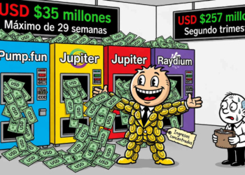 Solana sorprende al rozar los 35 millones de dólares semanales gracias a sus dApps