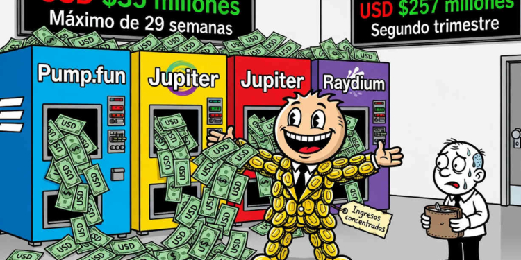 Solana sorprende al rozar los 35 millones de dólares semanales gracias a sus dApps