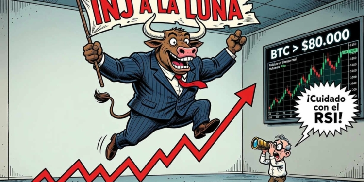 INJ se dispara un 12,23% y vuelve a escena mientras Bitcoin supera los 80.000 dólares