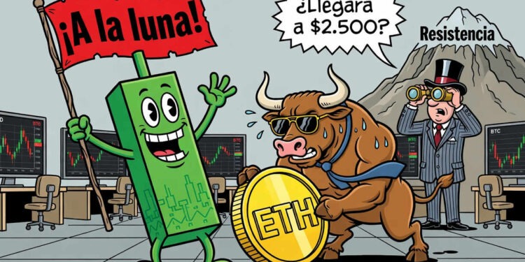 Ethereum sube 1,41% y afronta resistencia clave en USD 2.511