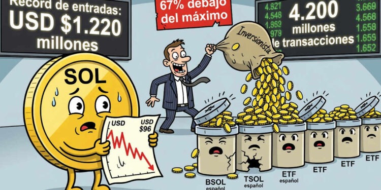 Solana bate récords en ETF y actividad, pero SOL sigue lejos del máximo