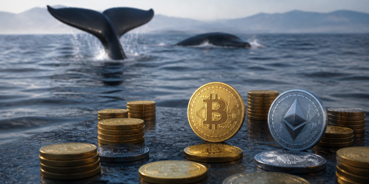 Ballenas acumulan más de 30.000 BTC mientras suben Bitcoin y Ethereum