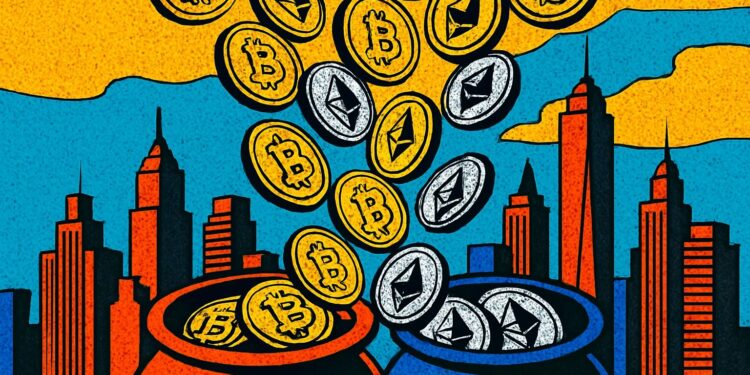 ETF de Bitcoin y Ethereum suman casi 900 millones en un día
