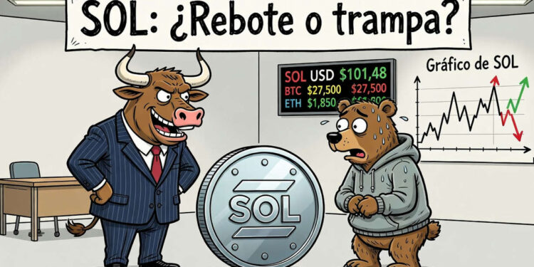 SOL rebota 1,09% y se mantiene sobre USD $100