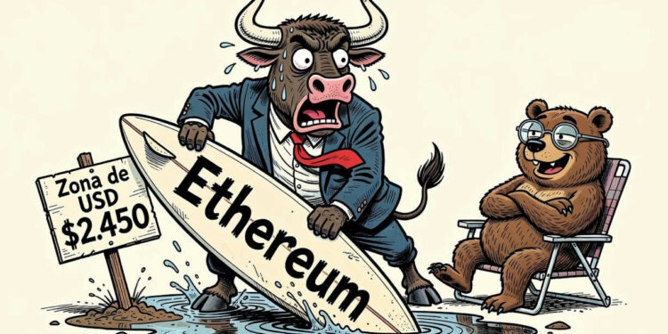 Ethereum (ETH) cae un 1,98% y se aferra a los USD 2.450
