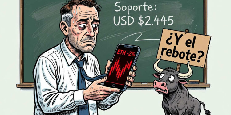 ETH cae un 2% y se sitúa un 50% por debajo de su máximo histórico