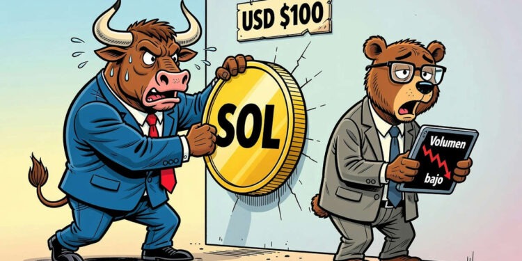 Solana (SOL) defiende los 100 dólares con volumen un 40,59% menor