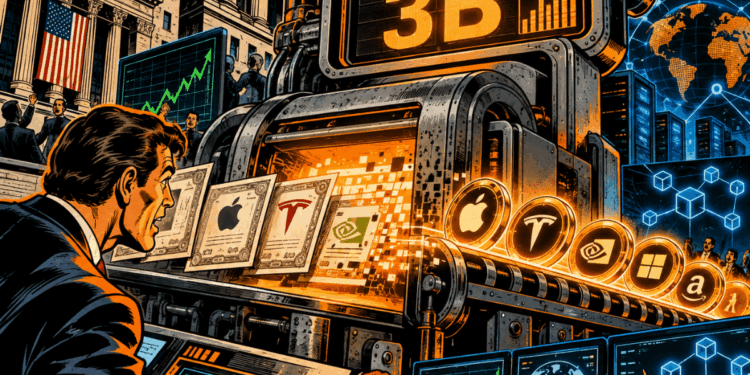 Acciones tokenizadas rozan 3.000 millones semanales en cripto