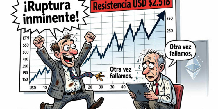Ethereum (ETH) sube 1,94% y se consolida cerca de USD 2.500