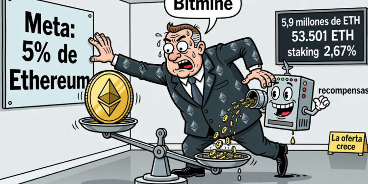 Bitmine se acerca al 5% de Ethereum con 5,9 millones de ETH
