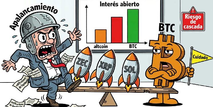 Zcash, XRP y Solana llevan el apalancamiento de altcoins sobre Bitcoin