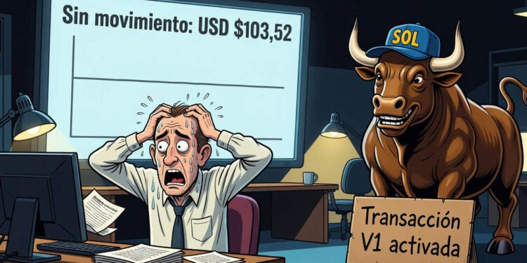 Solana (SOL) cotiza a USD 103,52 al activarse Transaction V1