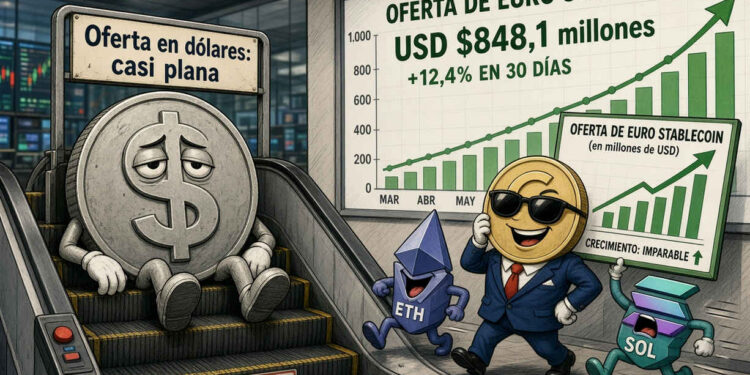 Stablecoins en euros crecen USD 156 millones; el dólar se estanca
