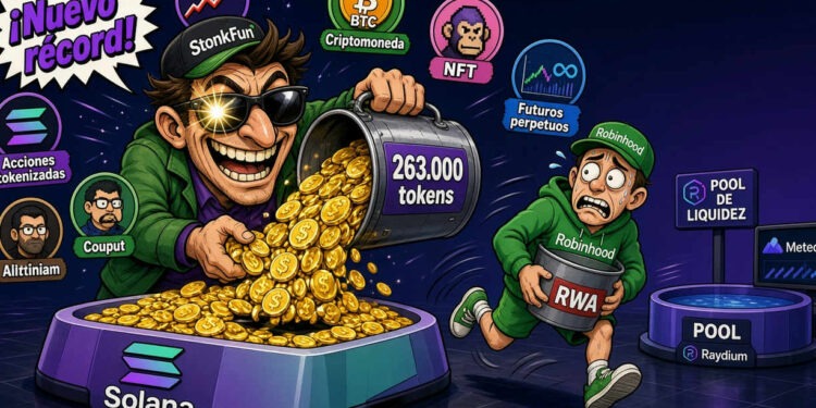 Solana registra un récord de 263.000 tokens creados en un día