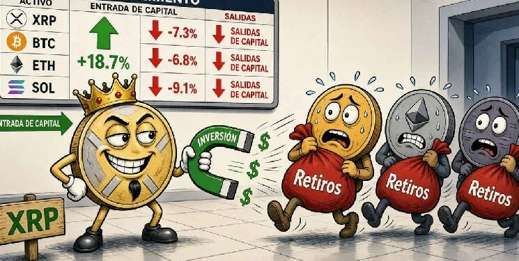 XRP capta USD 1,55 millones; BTC, ETH y SOL registran salidas