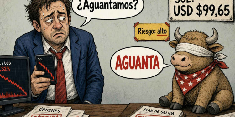 SOL cae un 4,43% y pone a prueba el soporte de USD $99
