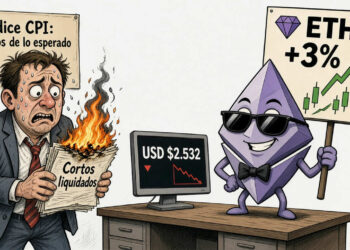 Ethereum sube 3,04% hasta USD 2.532,73 tras liquidación de cortos