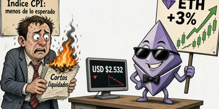 Ethereum sube 3,04% hasta USD 2.532,73 tras liquidación de cortos 1 Ethereum sube 3,04% hasta USD 2.532,73 tras liquidación de cortos