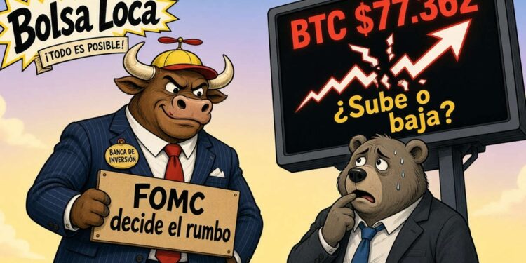 Bitcoin (BTC) se consolida en USD 77.362 ante la reunión del FOMC