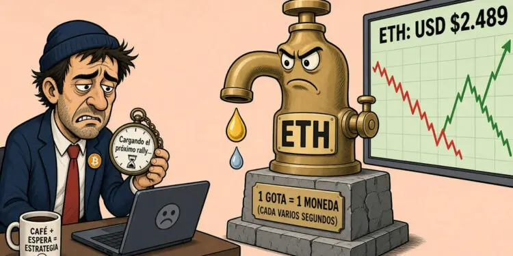 Ethereum (ETH) retrocede a USD 2.489 tras subir 32% en un mes