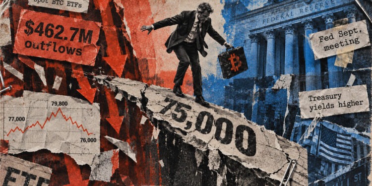 Los ETF de Bitcoin pierden 463 millones; la Fed amenaza los 75.000