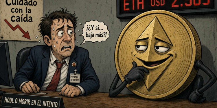 Ethereum (ETH) consolida cerca de USD 2.500 con volumen a la baja