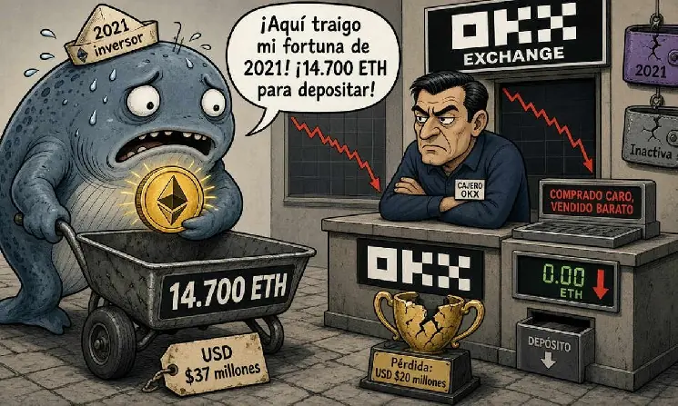 Dos billeteras mueven ETH por USD 36,94M a OKX, menos que en 2021
