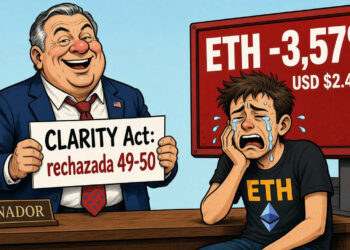 Ethereum (ETH) cae un 3,57% tras el rechazo de la CLARITY Act 4 Ethereum (ETH) cae un 3,57% tras el rechazo de la CLARITY Act