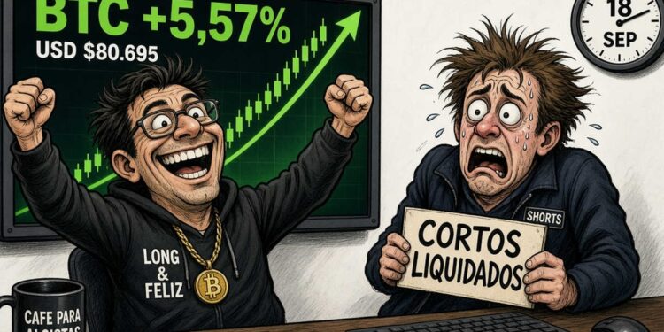 Bitcoin (BTC) sube un 5,57% y roza los 81.000 dólares