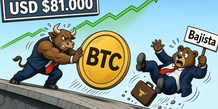 Bitcoin rompe los USD 81.000 tras liquidaciones por USD 547 millones